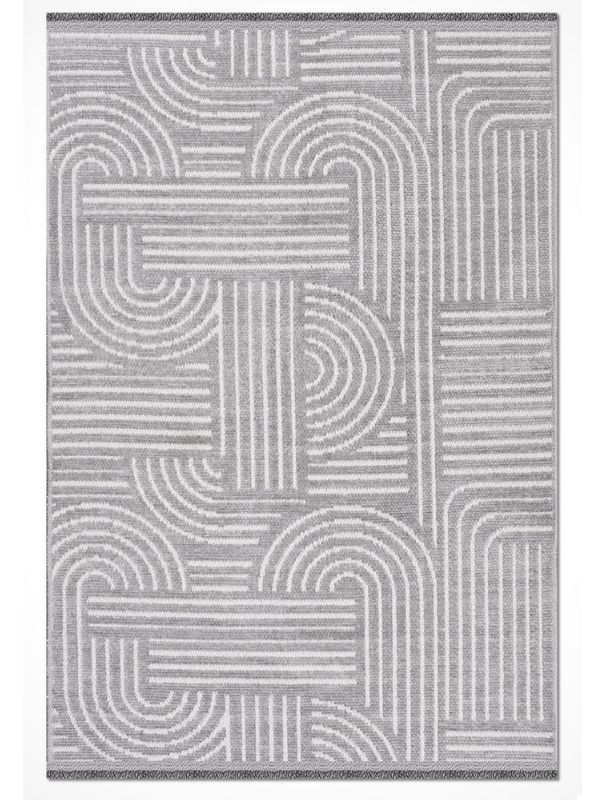 Crea Halı Rana 6115S Gri Yazlık Halı Kaydırmaz Taban Renkli Yıkanabilir Dokuma Kilim