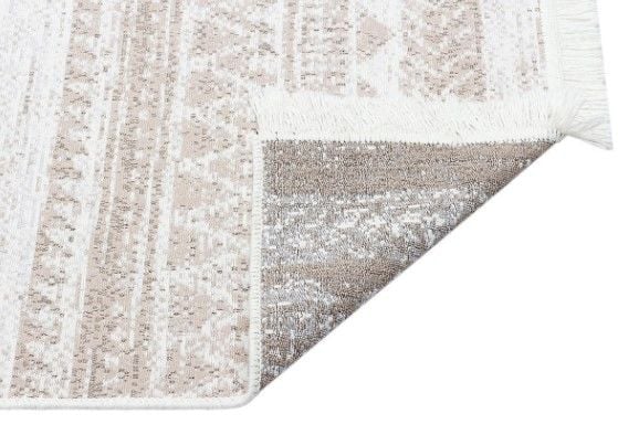 Eko Halı Arya 06 Çift Taraflı Yıkanabilir Krem Kilim Hav Toz Vermez Yolluk Mutfak Halısı