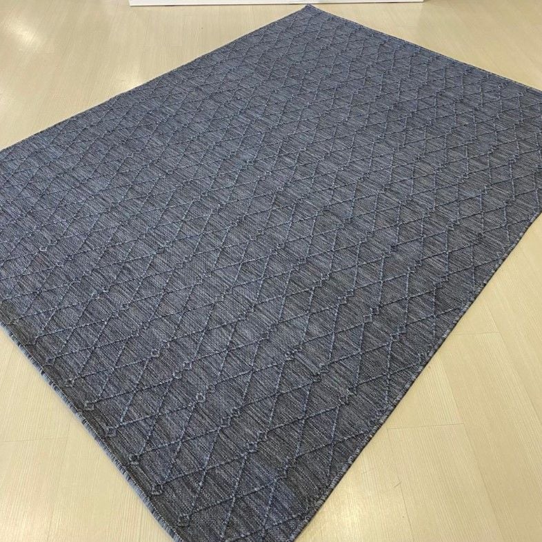 Reform Halı 6049 Nepal Sisal Mavi Bukle Örgü Saçaklı Modern Salon Halısı Koridor Hol Halı Yolluk