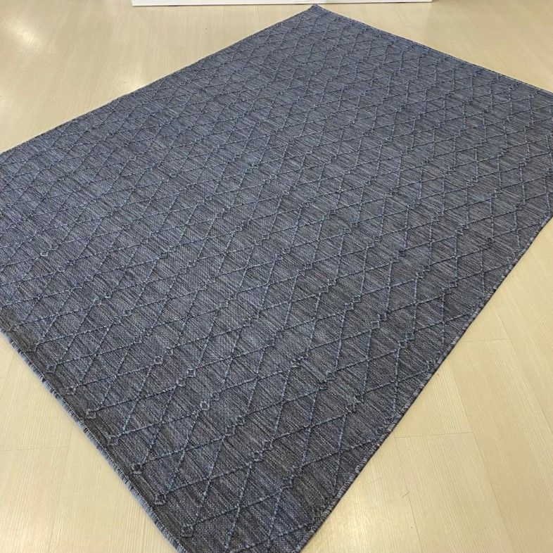 Reform Halı 6049 Nepal Sisal Mavi Bukle Örgü Saçaklı Modern Salon Halısı Koridor Hol Halı Yolluk