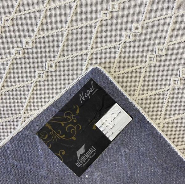 Reform Halı 6048 Nepal Sisal Beyaz Bukle Örgü Saçaklı Modern Salon Halısı Koridor Hol Halı Yolluk