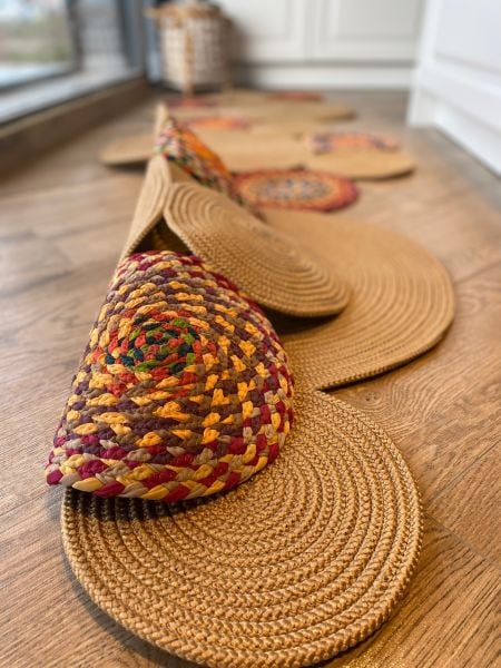 Milda 55 Hasırlı El Örgüsü Çift Taraflı Jüt Kilim Hav Toz Vermez Jüt Halı