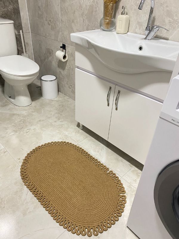 Halımax Milda Jüt Tekli Banyo Paspası Çift Taraflı Kaymaz Yıkanabilir Banyo Paspas Takımı