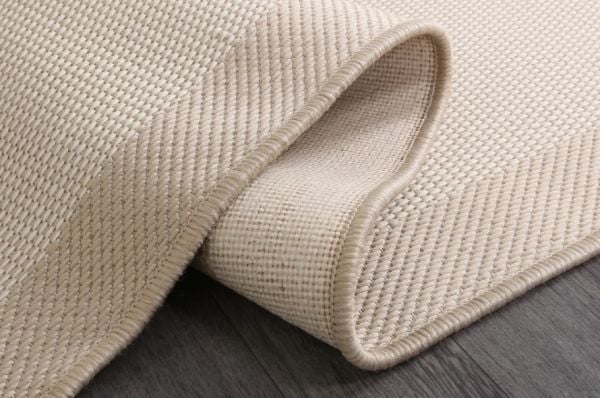 Lodz Bordürlü Sisal Hav Toz Vermeyen Dokuma Halı Hasır Krem Bej Modern Kilim