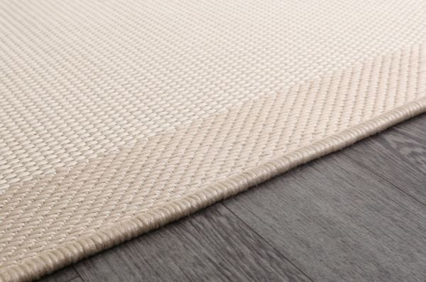 Lodz Bordürlü Sisal Hav Toz Vermeyen Dokuma Halı Hasır Krem Bej Modern Kilim