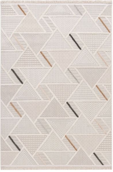 Enti Halı Bonn 8805 Krem Kabartmalı Salon Halısı Modern Geometrik Makine Halısı