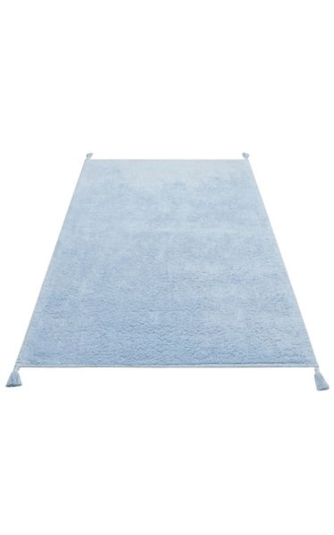 Eko Halı Cotton Bonn Mavi Kaymaz Taban Yıkanabilir Natural Pamuk Bebek Çocuk Odası Halısı