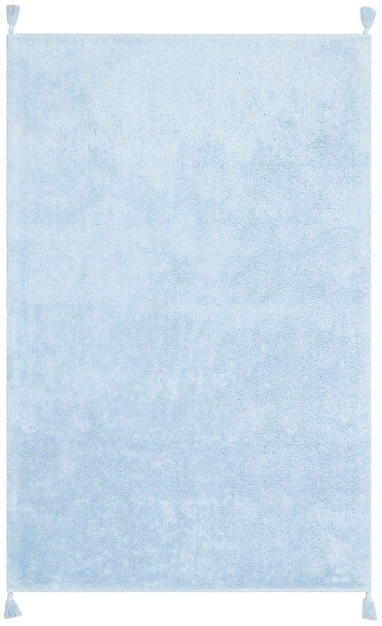 Eko Halı Cotton Bonn Mavi Kaymaz Taban Yıkanabilir Natural Pamuk Bebek Çocuk Odası Halısı