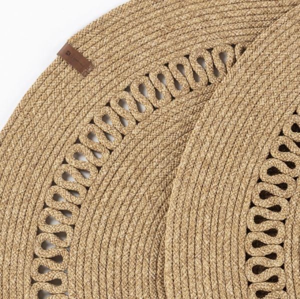 Milda 201 Jüt Hasırlı El Örgüsü Çift Taraflı Kilim Oval Jüt Halı