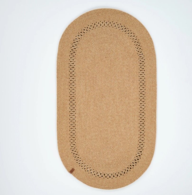 Milda 201 Jüt Hasırlı El Örgüsü Çift Taraflı Kilim Oval Jüt Halı