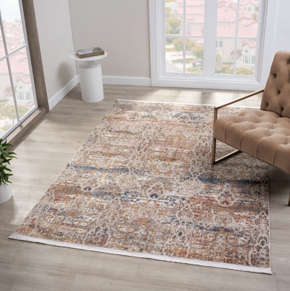 Seyran Asır 0250 Bej Salon Halısı Yolluk Yumuşak Tuşeli Modern Dokuma Makine Halısı