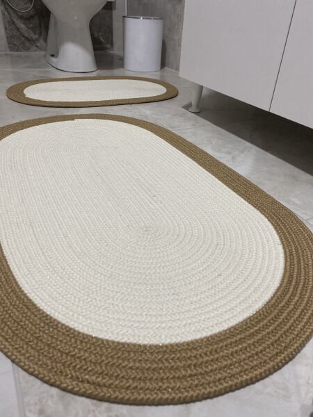 Milda Jüt 2'li Banyo Paspası Çift Taraflı Kaymaz Yıkanabilir Banyo Paspas Takımı 40x60cm & 50x80cm