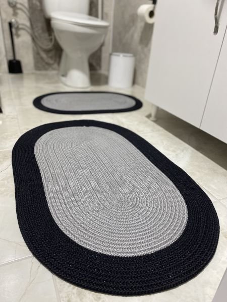 Milda Jüt 2'li Banyo Paspası Çift Taraflı Kaymaz Yıkanabilir Banyo Paspas Takımı 40x60cm & 50x80cm