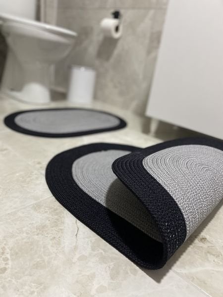 Milda Jüt 2'li Banyo Paspası Çift Taraflı Kaymaz Yıkanabilir Banyo Paspas Takımı 40x60cm & 50x80cm
