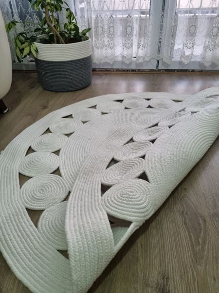 Milda 70 Jüt Hasırlı El Örgüsü Çift Taraflı Kilim Yuvarlak Jüt Halı