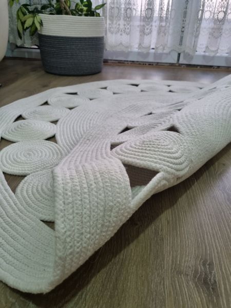 Milda 70 Jüt Hasırlı El Örgüsü Çift Taraflı Kilim Yuvarlak Jüt Halı