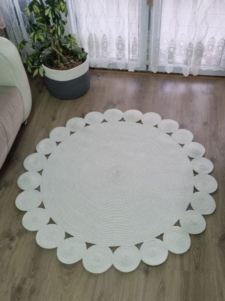 Milda 71 Jüt Hasırlı El Örgüsü Çift Taraflı Kilim Yuvarlak Jüt Halı