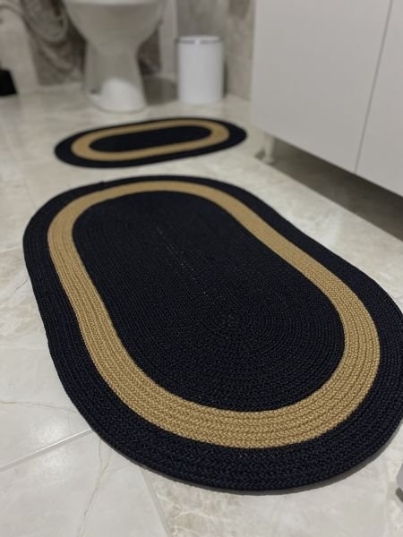 Milda Jüt 2'li Banyo Paspası Çift Taraflı Kayma Yıkanabilir Banyo Paspas Takımı 40x60cm & 50x80cm