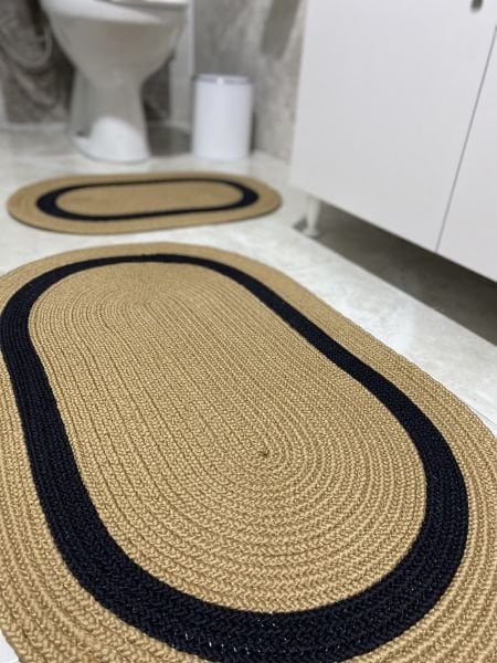Milda Jüt 2'li Banyo Paspası Çift Taraflı Kayma Yıkanabilir Banyo Paspas Takımı 40x60cm & 50x80cm