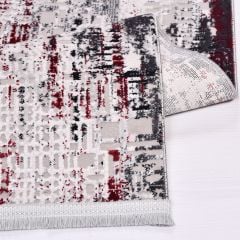Crea Halı Stone Koleksiyonu 17131 Modern Makine Halısı Gri Kırmızı My Crea Home
