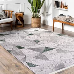 Crea Halı Stone Koleksiyonu 17136K Modern Makine Halısı Gri Yeşil My Crea Home