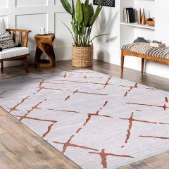 Crea Halı Stone Koleksiyonu 17171K Modern Makine Halısı Gri Bakır My Crea Home