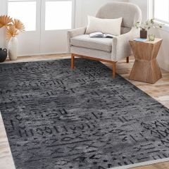 Crea Halı Vena Koleksiyonu 8016S Dokuma Kaymaz Tabanlı Modern Halı Koyu Gri My Crea Home