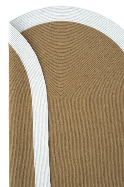 Milda 69 Bordürlü Jüt Hasırlı El Örgüsü Çift Taraflı Kilim Beyaz Kahverengi Oval Jüt Halı