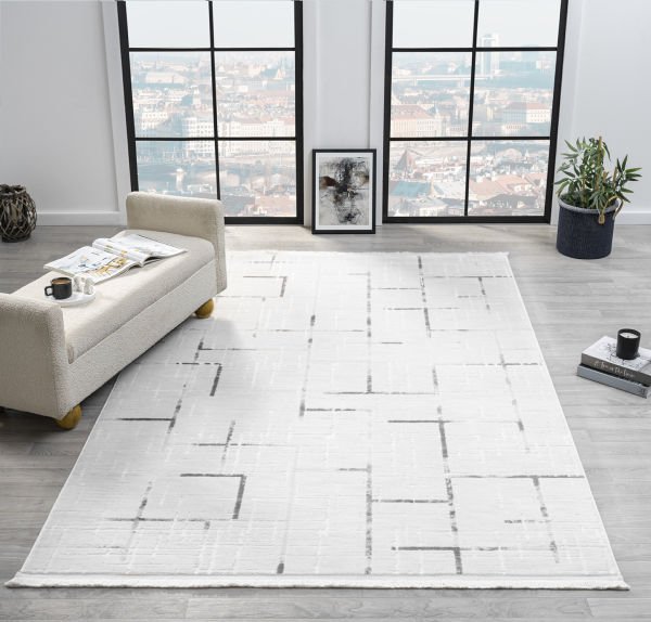 Seyran Vista 5118 Gri Salon Halısı Yolluk Yumuşak Tuşeli Modern Dokuma Makine Halısı