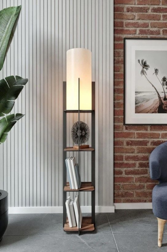 Messer Pine Raflı Modern Lambader Ayaklı Dekoratif Abajur Modern Aydınlatma