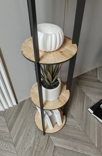 Messer Radiante Meşe Raflı Modern Lambader Ayaklı Dekoratif Abajur Modern Aydınlatma