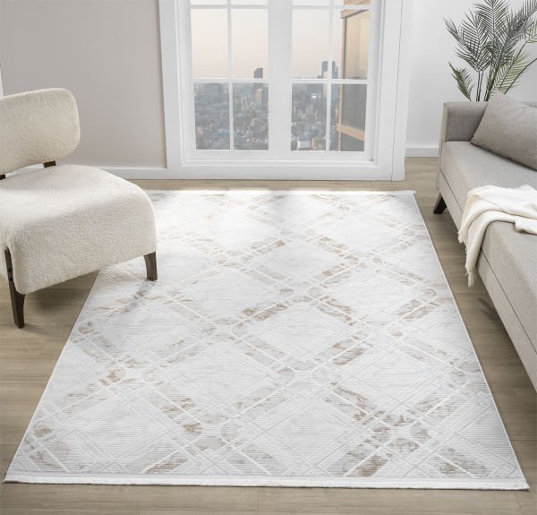 Seyran Vista 5117 Kahve Salon Halısı Yolluk Yumuşak Tuşeli Modern Dokuma Makine Halısı