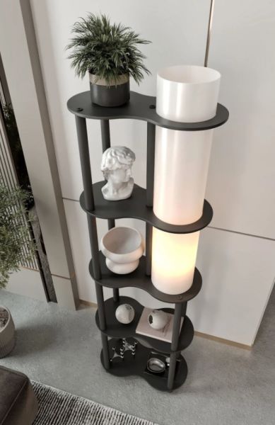 Messer Speranza Siyah Raflı Modern Lambader Ayaklı Dekoratif Abajur Modern Aydınlatma