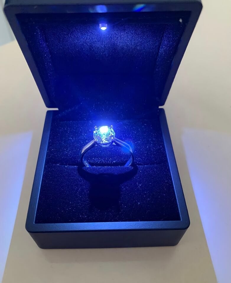 BESKAR 925 Ayar Gümüş Elmas Montür Laboratuvar Pırlantası 2.00 Karat Tektaş Yüzük