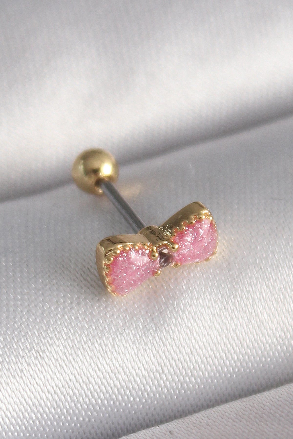 Gold Pembe Fiyonk Tragus Piercing - 316L Çelik