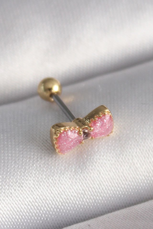 Gold Pembe Fiyonk Tragus Piercing - 316L Çelik