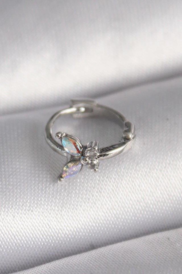Gümüş Zirkon Taşlı Kelebek Tragus Piercing - 316L Çelik