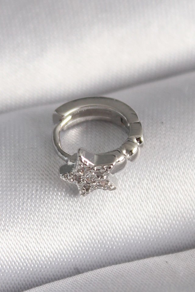 Gümüş Zirkon Taşlı Yıldız  Tragus Piercing - 316L Çelik