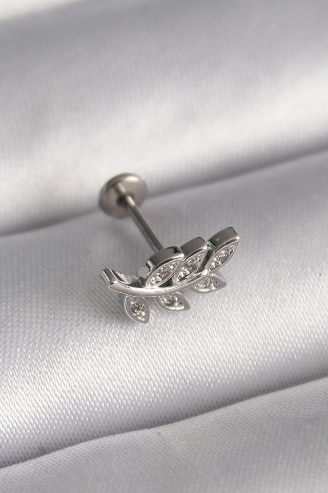 Gümüş Dal Model Zirkon Tragus Piercing