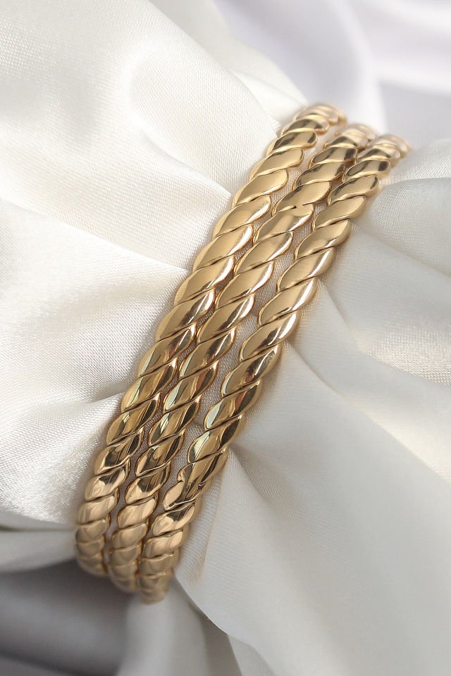 Gold Burma Ajda  Kadın Bileklik - 316L Çelik, 60 mm