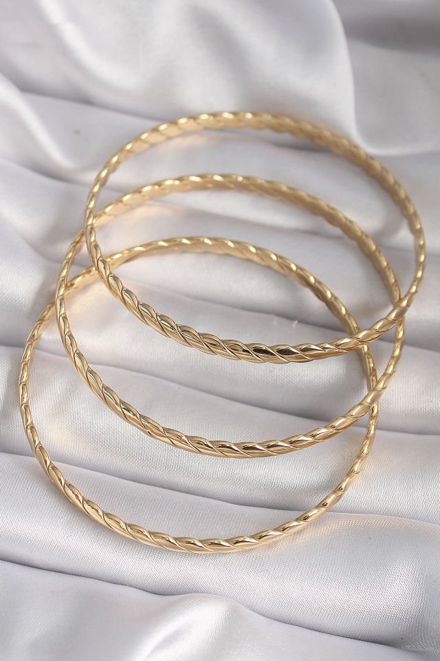 Gold Burma Ajda  Kadın Bileklik - 316L Çelik, 60 mm