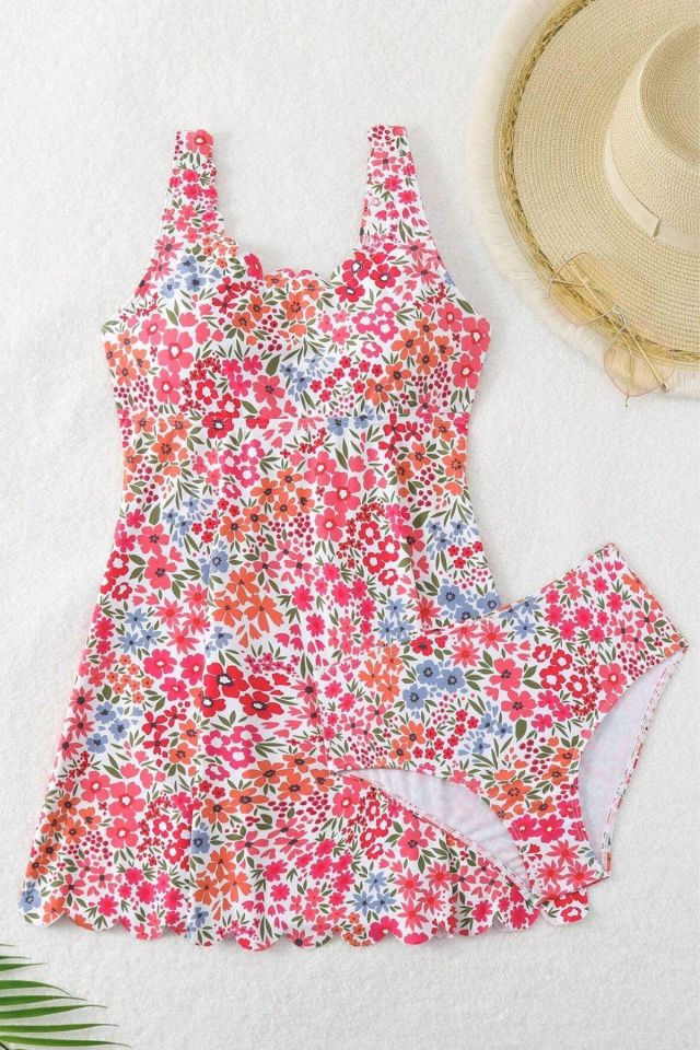 Bella Notte Çok Renkli Çiçek Bahçesi Kalın Askılı Lycra Mayo M-9019
