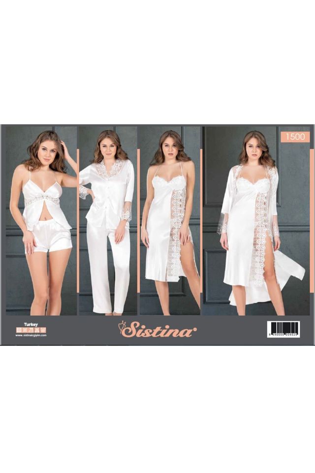 Beyaz Saten Çeyizlik 6' lı Set - 1500