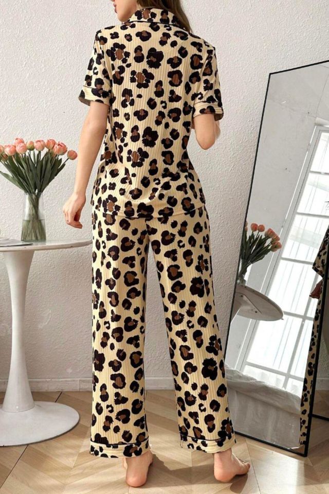 Bella Notte Leopar Vahşi Şıklık Gömlek Model Pijama Takımı 7321