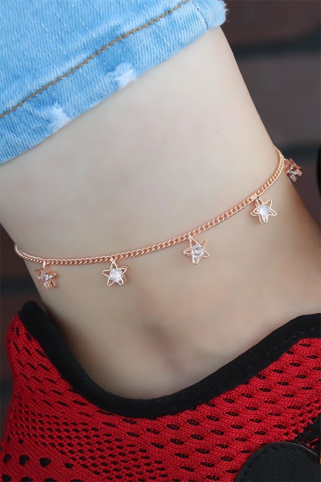 Zirkon Taşlı Rose Renk Yıldızlı Hal Hal