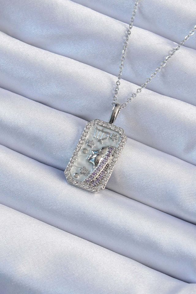 Kadın Gümüş Yüz Figürlü Tarot Kolye – Zirkon Taşlı 316L Çelik Tasarım