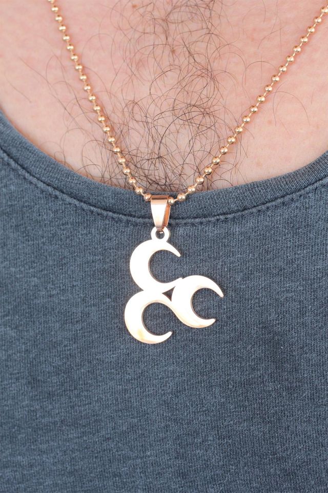 Rose Renk Metal 3 Hilal Figürlü Erkek Kolye