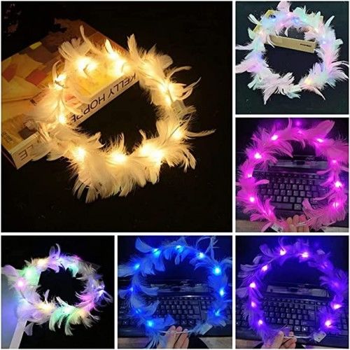 Led Işıklı RGB 3 Fonksiyonlu Otrişli Parti Tacı Pembe Renk