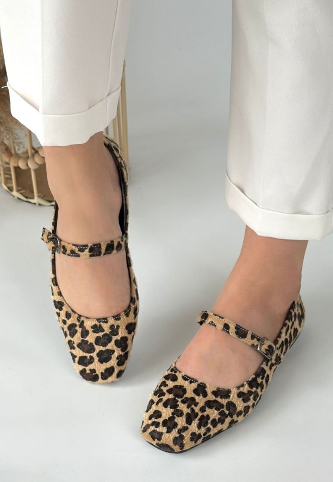 Linni Leopar Süet Babet Ayakkabı