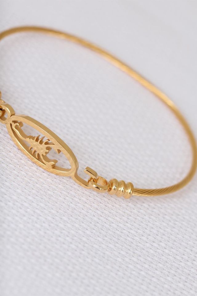 Gold Çelik Akrepli Erkek Kelepçe Bileklik
